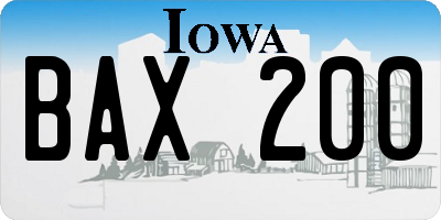 IA license plate BAX200