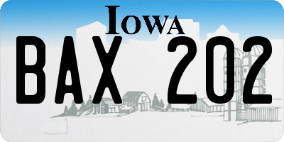 IA license plate BAX202