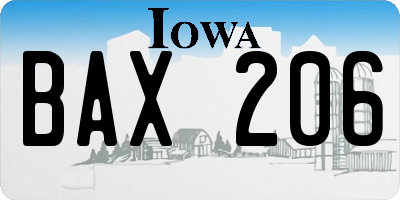 IA license plate BAX206