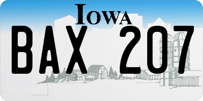 IA license plate BAX207