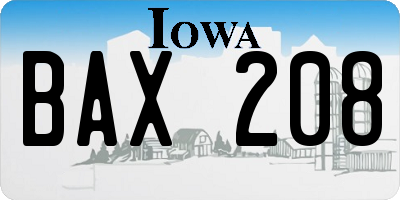 IA license plate BAX208