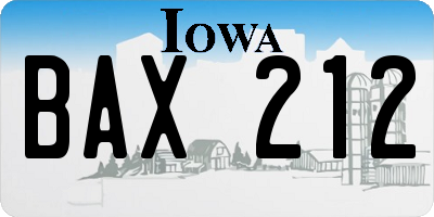IA license plate BAX212