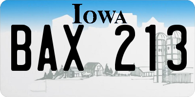 IA license plate BAX213