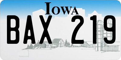 IA license plate BAX219