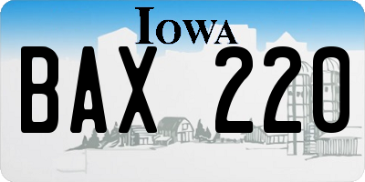 IA license plate BAX220
