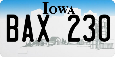 IA license plate BAX230