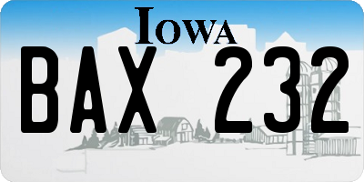 IA license plate BAX232