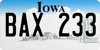 IA license plate BAX233