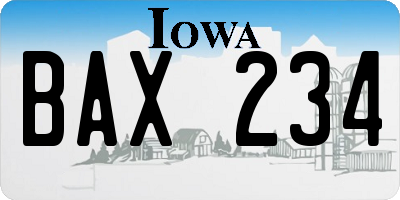IA license plate BAX234