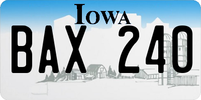 IA license plate BAX240
