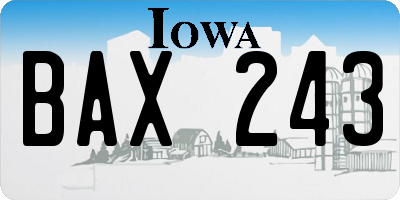 IA license plate BAX243