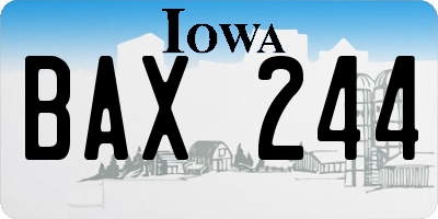 IA license plate BAX244