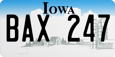 IA license plate BAX247