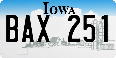 IA license plate BAX251