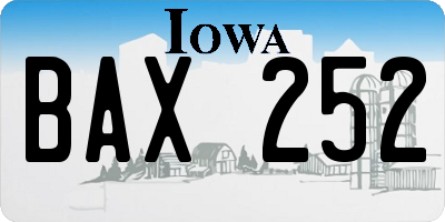 IA license plate BAX252