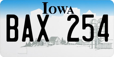 IA license plate BAX254