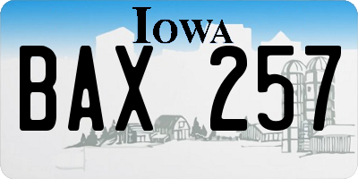 IA license plate BAX257