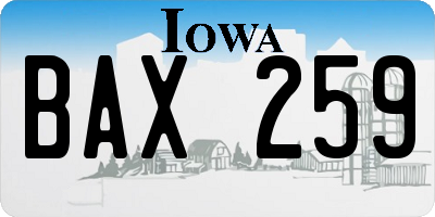IA license plate BAX259