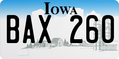IA license plate BAX260