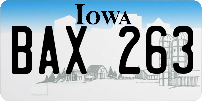 IA license plate BAX263