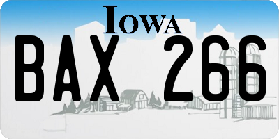 IA license plate BAX266
