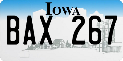 IA license plate BAX267