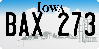 IA license plate BAX273