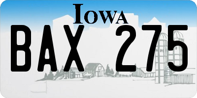 IA license plate BAX275