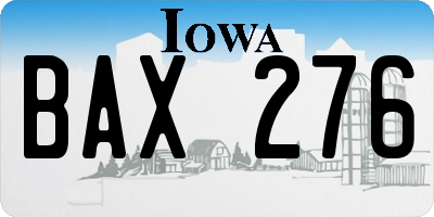 IA license plate BAX276