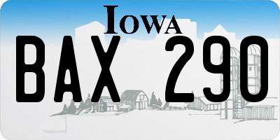 IA license plate BAX290
