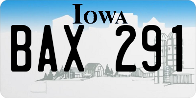 IA license plate BAX291