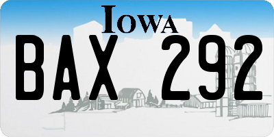 IA license plate BAX292