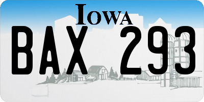 IA license plate BAX293