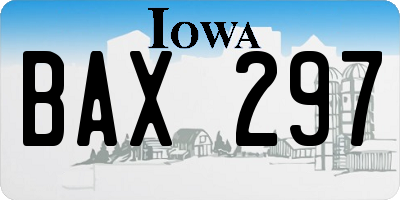 IA license plate BAX297