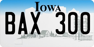 IA license plate BAX300