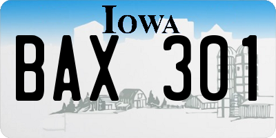 IA license plate BAX301