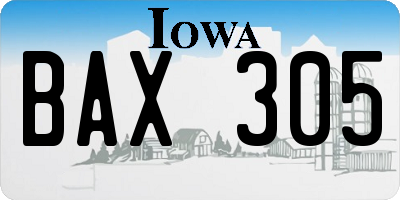 IA license plate BAX305