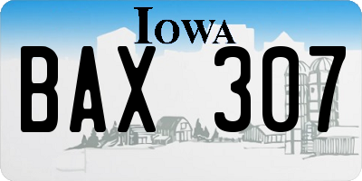 IA license plate BAX307
