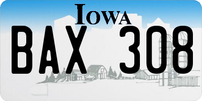 IA license plate BAX308