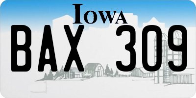 IA license plate BAX309