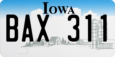 IA license plate BAX311