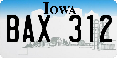 IA license plate BAX312