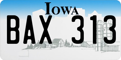 IA license plate BAX313