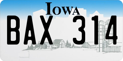 IA license plate BAX314