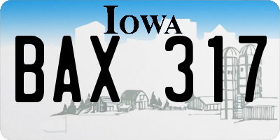 IA license plate BAX317