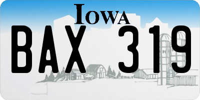 IA license plate BAX319