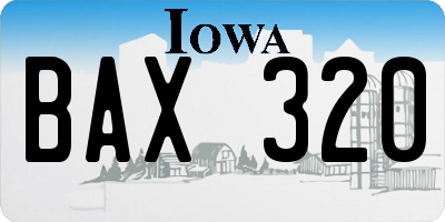 IA license plate BAX320