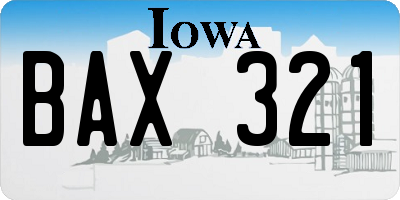 IA license plate BAX321