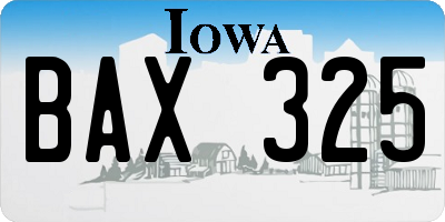 IA license plate BAX325