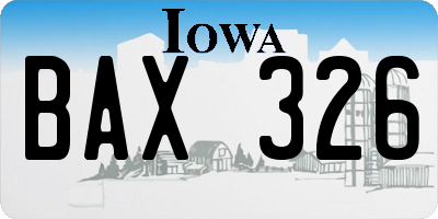 IA license plate BAX326